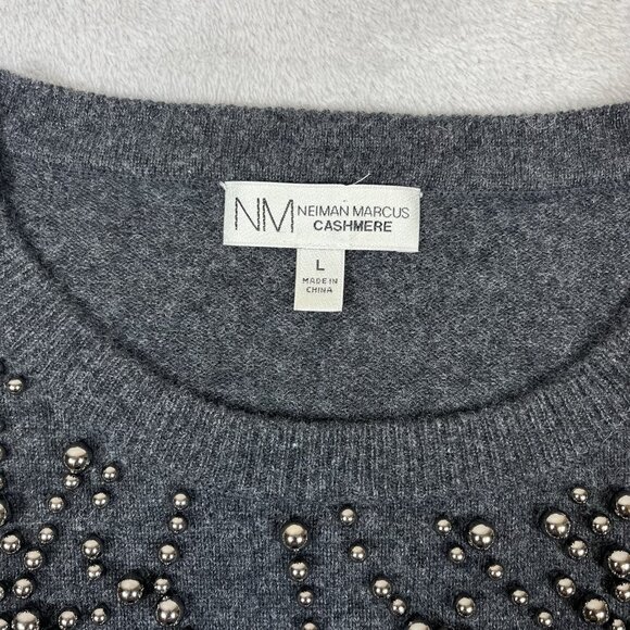 Neiman Marcus Sweater Womens 100% Cashmere Sweater Size L, Pearlized beading Lux - Picture 4 of 8